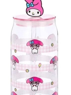 New glass Tumbler cup of sanrio hello kitty my melody with lid and straw 610 ml